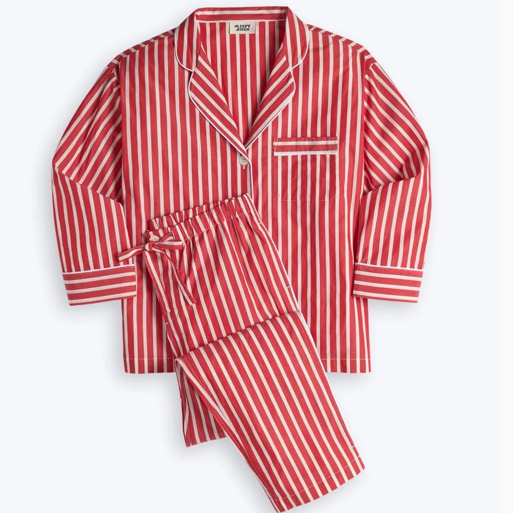 Sleepy Jones Marina Pajama Set in Red Breton Stripe